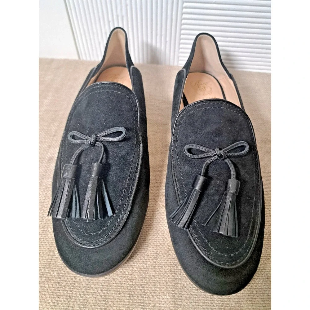 Cole‎ Haan Pinch Loafers Size 8.5 Black Suede  Tassel Slip-On Foldable Back